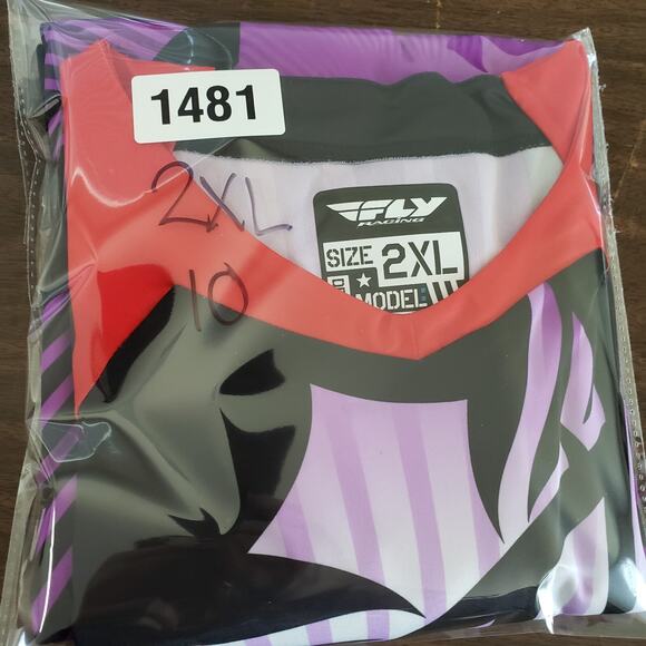 FLY Racing FlyLite Jersey Mens 2XL Purple Black Red Moto MX BMX Graphic - Picture 9 of 9
